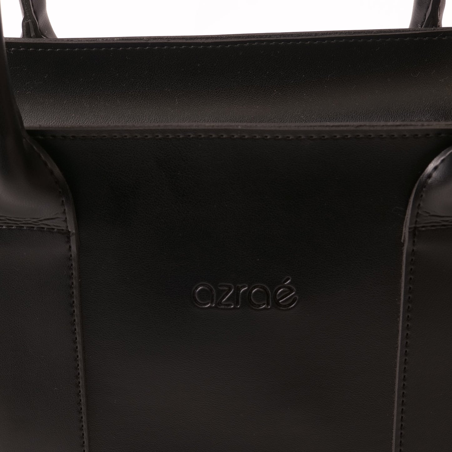 Azraè Elegant Black Micro Rexine Tote Bag with Matching Pouch