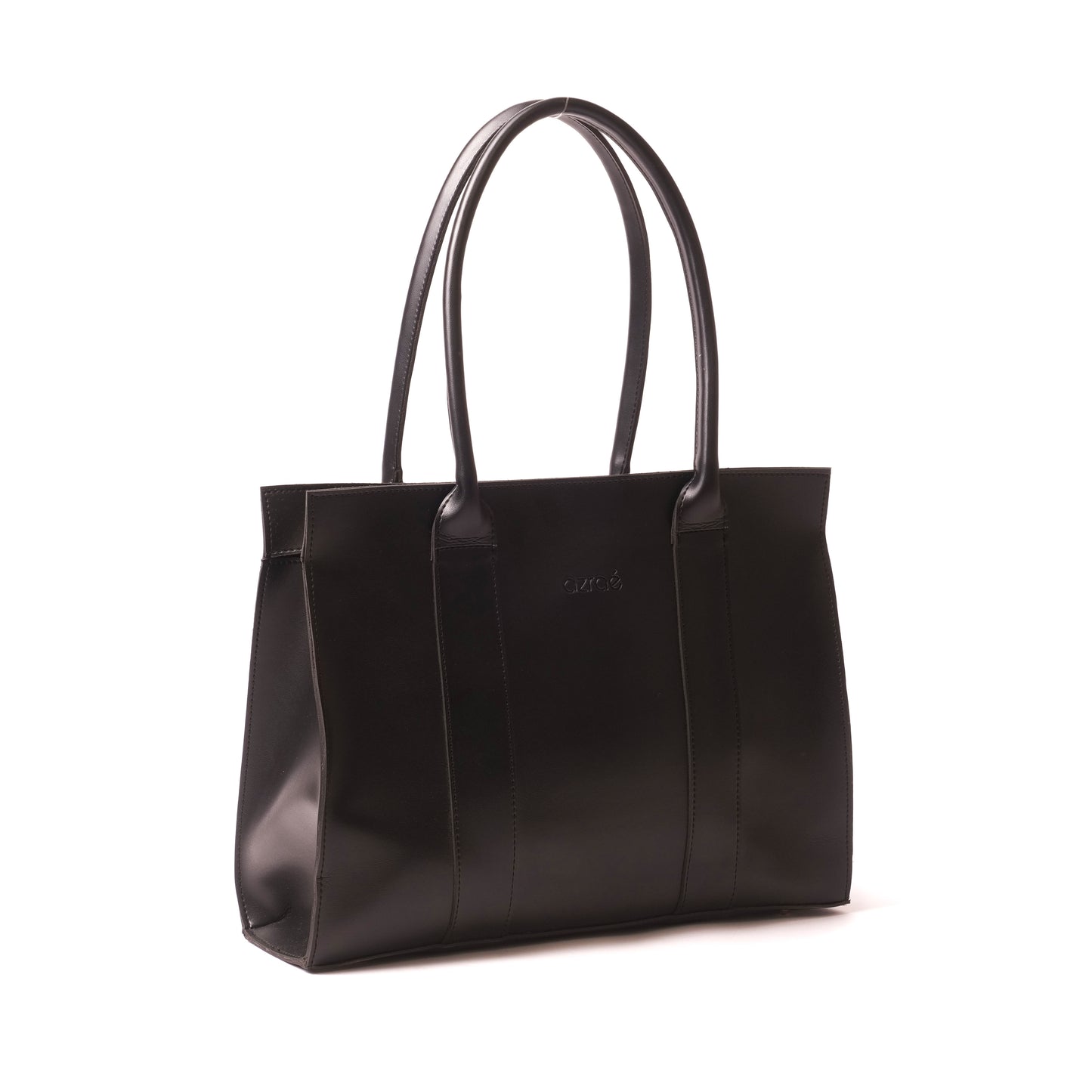 Azraè Elegant Black Micro Rexine Tote Bag with Matching Pouch