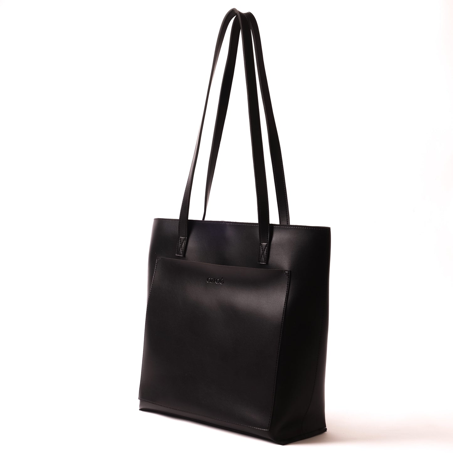 Azraè Black Micro Rexine Tote Bag
