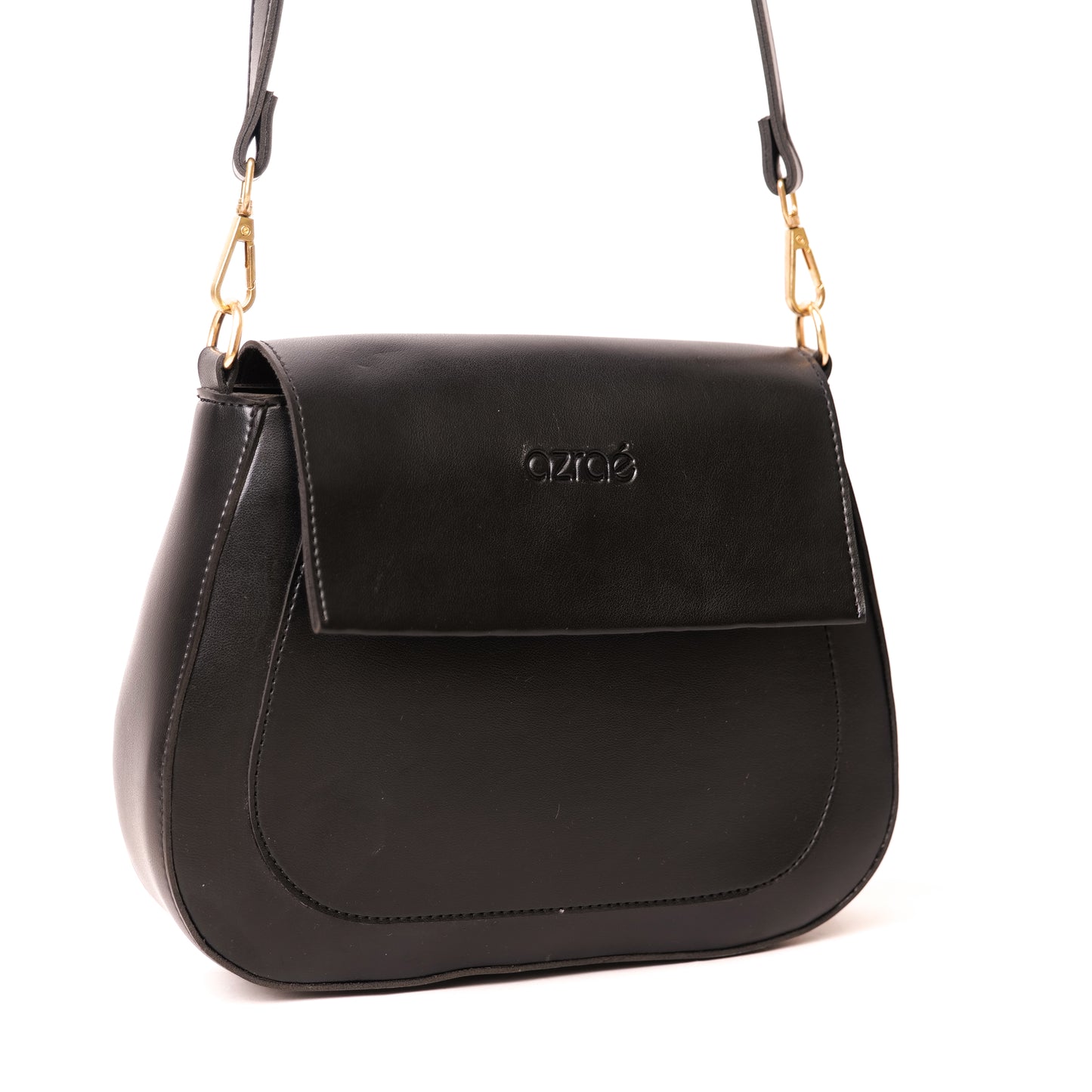 Azraè Black Micro Rexine Saddle Bag