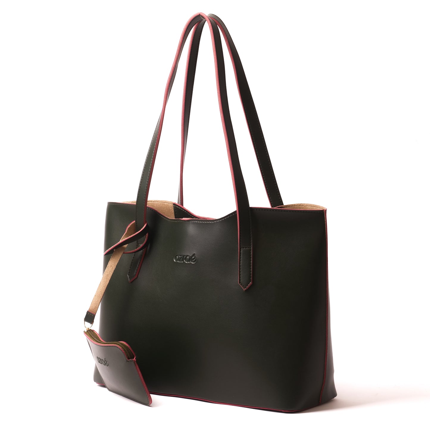 Azraè Coach Green Tote Bag with Red Trim