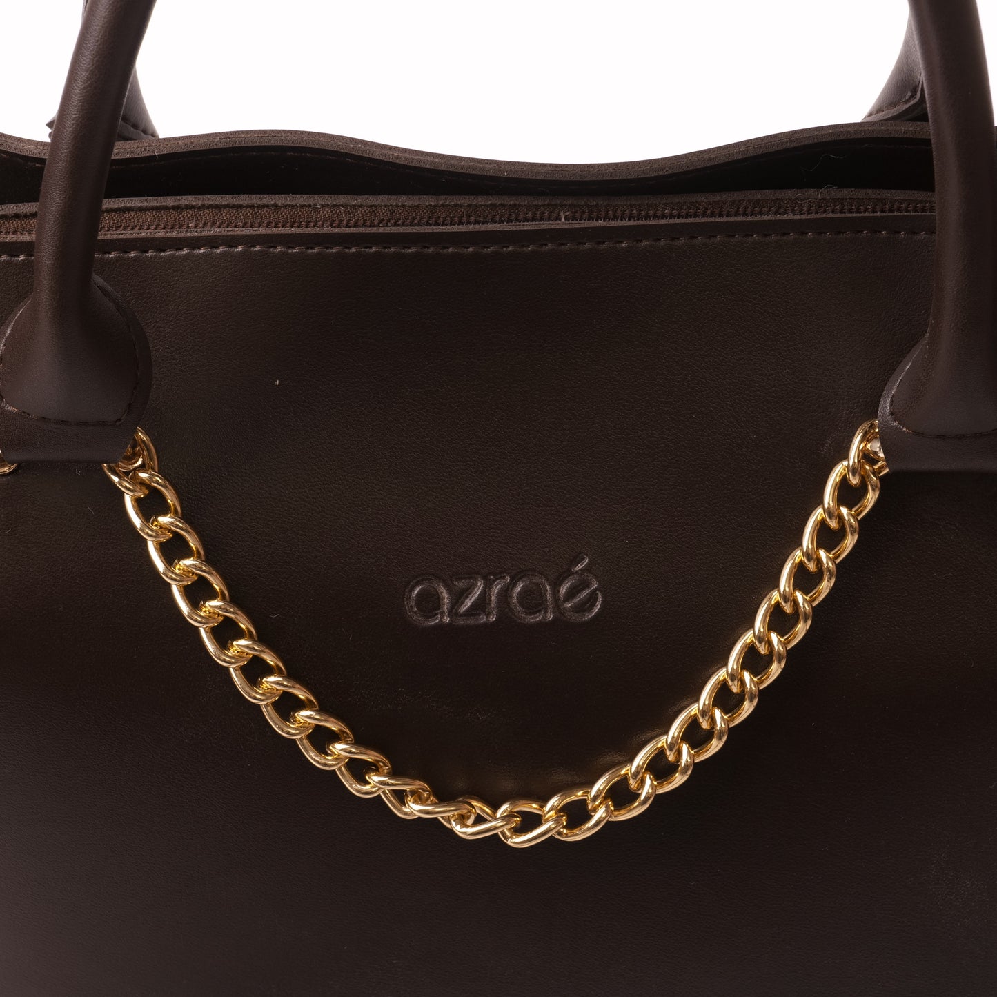 Azraè Chocolate Brown Micro Rexine Tote Bag with Pouch