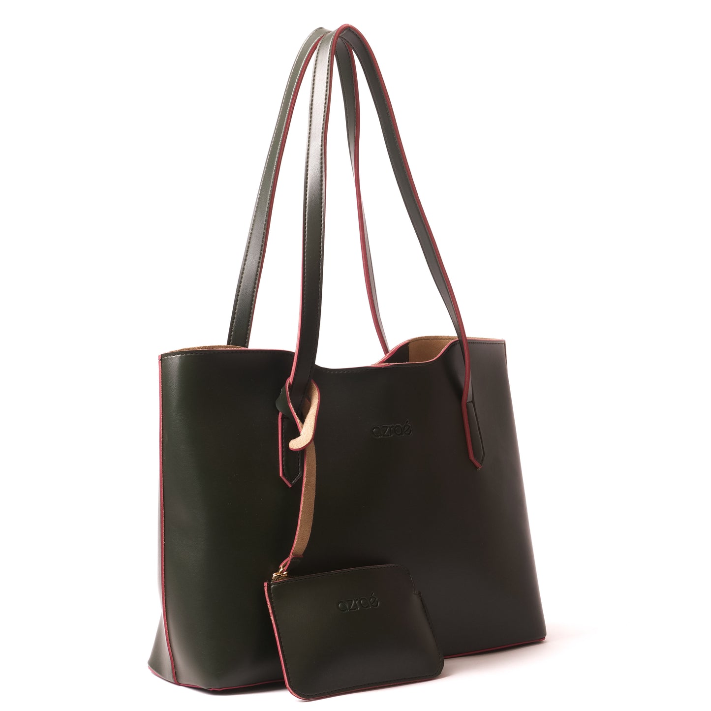 Azraè Coach Green Tote Bag with Red Trim