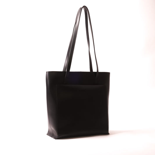 Azraè Black Micro Rexine Tote Bag