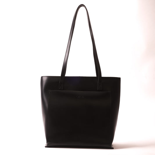 Azraè Black Micro Rexine Tote Bag