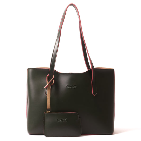 Azraè Coach Green Tote Bag with Red Trim