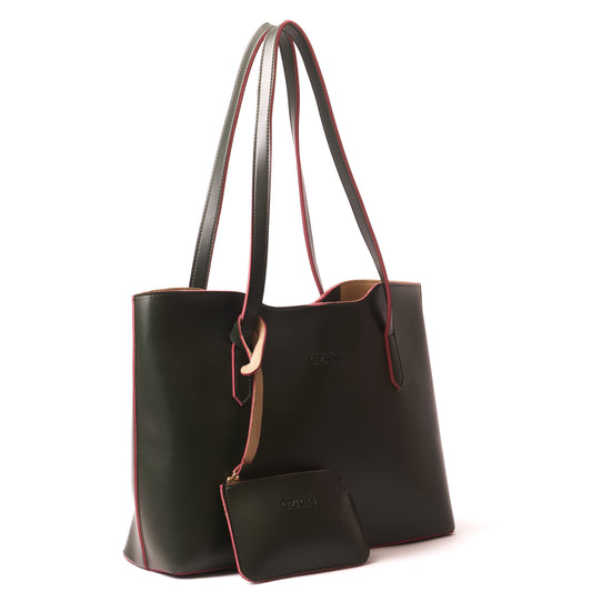 Azraè Coach Green Tote Bag with Red Trim